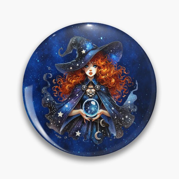 Item preview, The Red Witch – Cosmic Crystal‑Gazing Sorceress Art designed and sold by MysticOzzy.