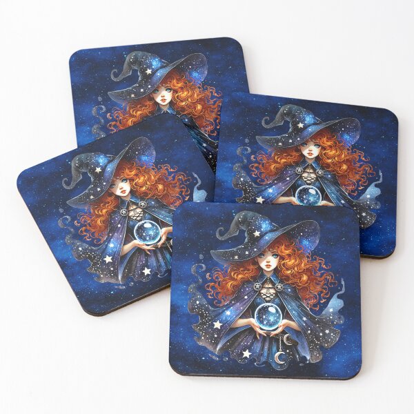Item preview, The Red Witch – Cosmic Crystal‑Gazing Sorceress Art designed and sold by MysticOzzy.