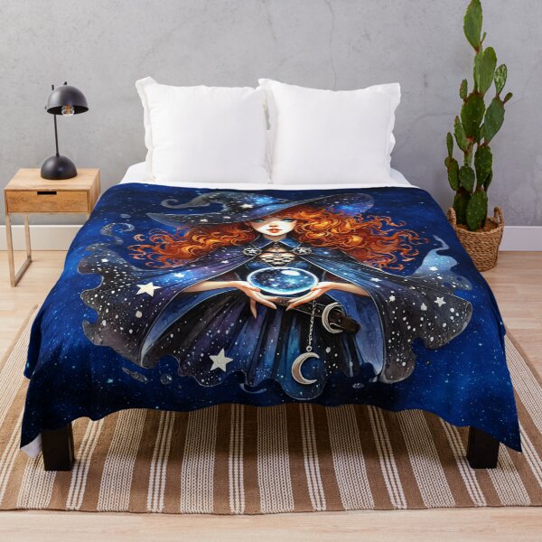 Item preview, The Red Witch – Cosmic Crystal‑Gazing Sorceress Art designed and sold by MysticOzzy.