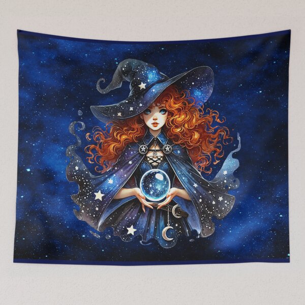 Item preview, The Red Witch – Cosmic Crystal‑Gazing Sorceress Art designed and sold by MysticOzzy.