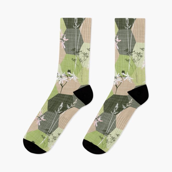 Item preview, ragged robin wildflower hexagons green-beige designed and sold by kobyakov.