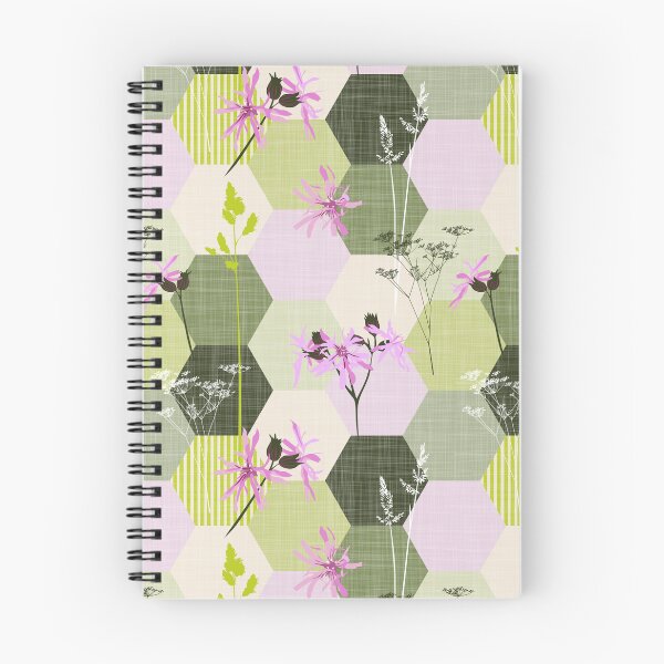 Item preview, ragged robin wildflower hexagons pink-green designed and sold by kobyakov.