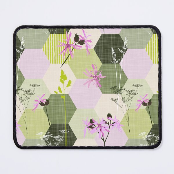 Item preview, ragged robin wildflower hexagons pink-green designed and sold by kobyakov.
