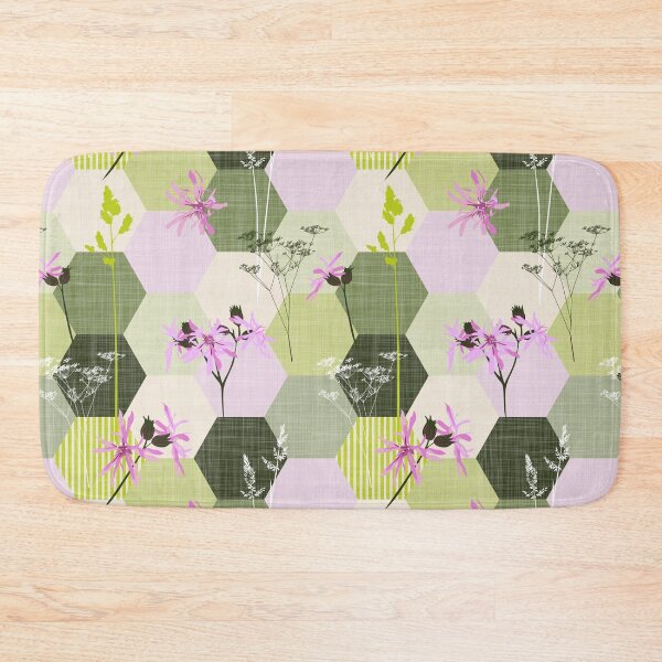 Item preview, ragged robin wildflower hexagons pink-green designed and sold by kobyakov.