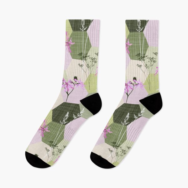 Item preview, ragged robin wildflower hexagons pink-green designed and sold by kobyakov.
