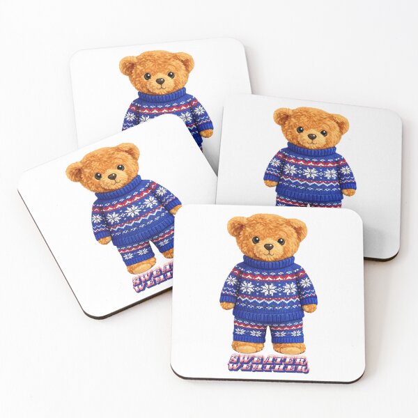 Item preview, Cute Winter Teddy Bear in Blue Knitted Snowflake Sweater - Christmas Gift designed and sold by CuteBear87.