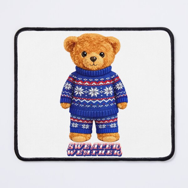 Item preview, Cute Winter Teddy Bear in Blue Knitted Snowflake Sweater - Christmas Gift designed and sold by CuteBear87.