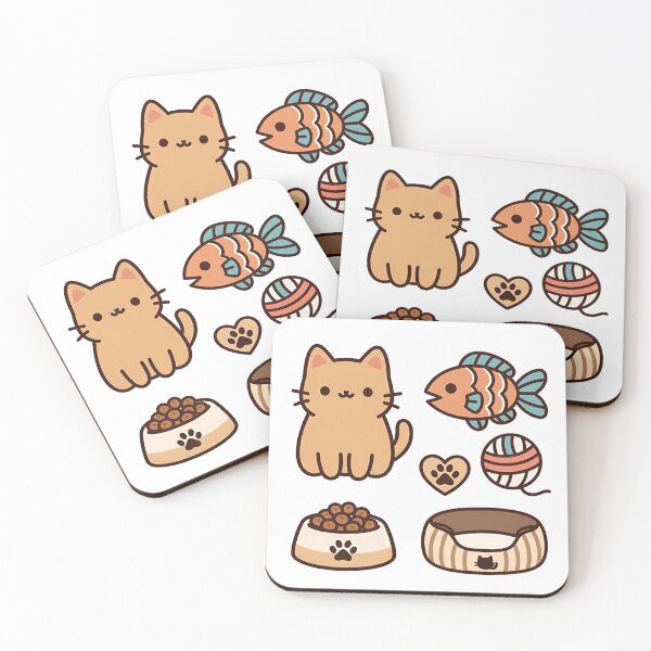 Item preview, Cute Cat Sticker Set With Pet Items designed and sold by SassyArtistry.