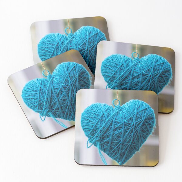 Item preview, Blue Yarn Heart Hanging Decoration Made From Twine for Romantic, Handmade Home Decor and Gift Ideas designed and sold by Nmallia.