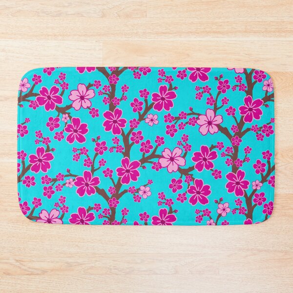 Item preview, Sakura Japanese cherry blossoms in pink and aqua designed and sold by Jennifer Ladd.