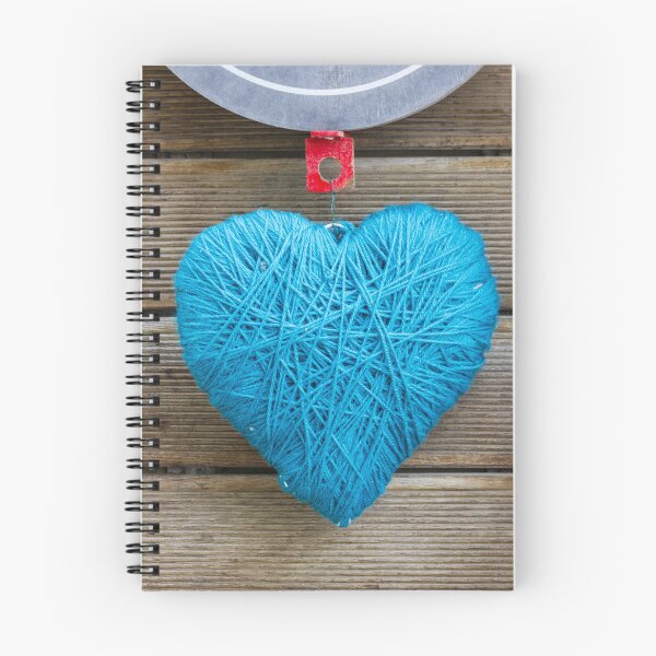 Item preview, Blue Yarn Heart Handmade Ornament Hanging From Wooden Planks With Red Hook designed and sold by Nmallia.