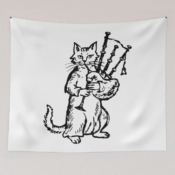 Item preview, Ugly Medieval Cat Playing Bagpipes designed and sold by SignumShop.