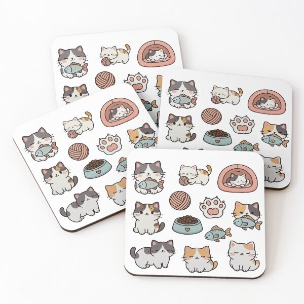 Item preview, Cute Kawaii Cat Sticker Set With Accessories designed and sold by SassyArtistry.