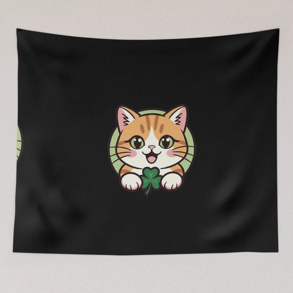 Item preview, Cat Holding Shamrock St Patricks Day Illustration designed and sold by SassyArtistry.