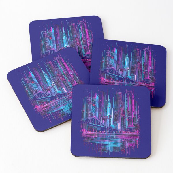 Item preview, Modern Futuristic Skyline Reflection - High-Rise City by the Water. designed and sold by LunaPrintCo.