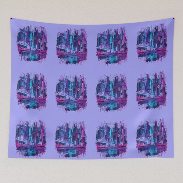 Item preview, Modern Futuristic Skyline Reflection - High-Rise City by the Water. designed and sold by LunaPrintCo.