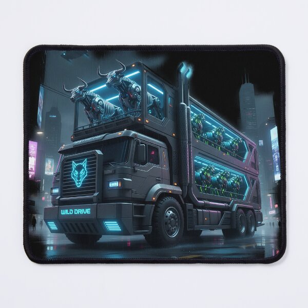 Item preview, Cyberpunk Bull Transporter - Sci-Fi Neon Cargo Rig - Wild Drive designed and sold by BounoWorld.