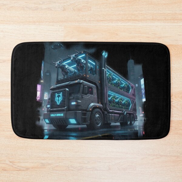 Item preview, Cyberpunk Bull Transporter - Sci-Fi Neon Cargo Rig - Wild Drive designed and sold by BounoWorld.