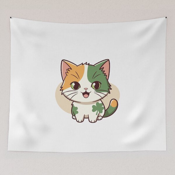Item preview, Irish Flag Cat With Shamrock St Patricks designed and sold by SassyArtistry.