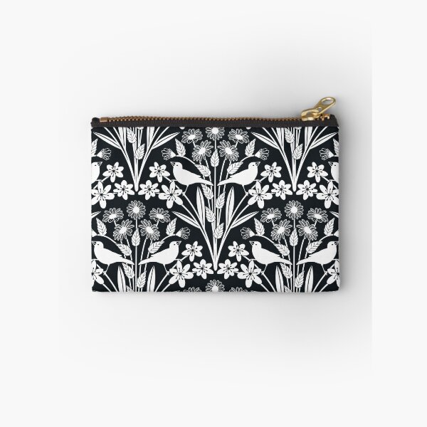 Item preview, Birds and wildflower silhouettes in black and white designed and sold by Jennifer Ladd.