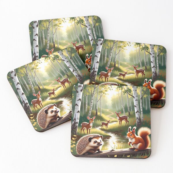 Item preview, Forest Animals Deer Hedgehog Squirrel Woodland Scene designed and sold by SassyArtistry.