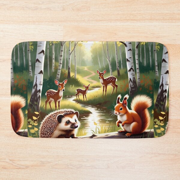 Item preview, Forest Animals Deer Hedgehog Squirrel Woodland Scene designed and sold by SassyArtistry.