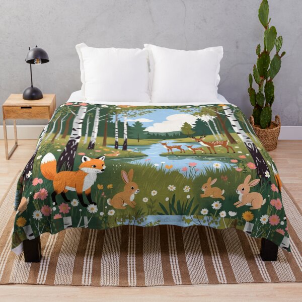 Item preview, Forest Animals Deer Rabbits Fox Woodland Scene designed and sold by SassyArtistry.
