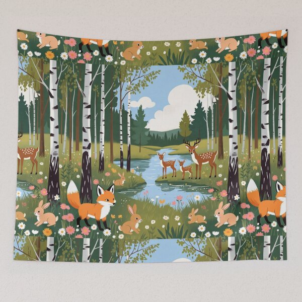 Item preview, Forest Animals Deer Rabbits Fox Woodland Scene designed and sold by SassyArtistry.