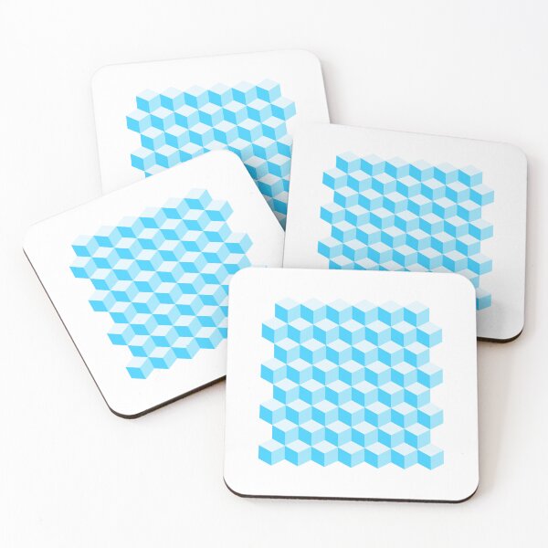 Item preview, Cool Blue Isometric 3D Cubes Pattern designed and sold by patternsoup.