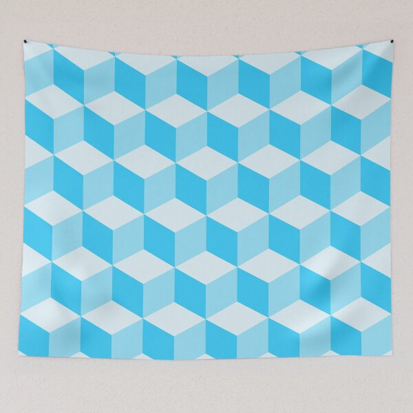 Item preview, Cool Blue Isometric 3D Cubes Pattern designed and sold by patternsoup.