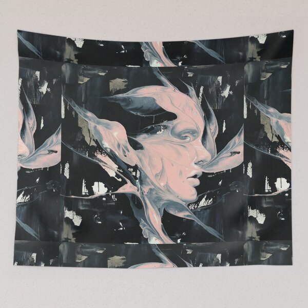 Item preview, Abstract Alien Humanoid Face Fluid Paint Art designed and sold by SassyArtistry.