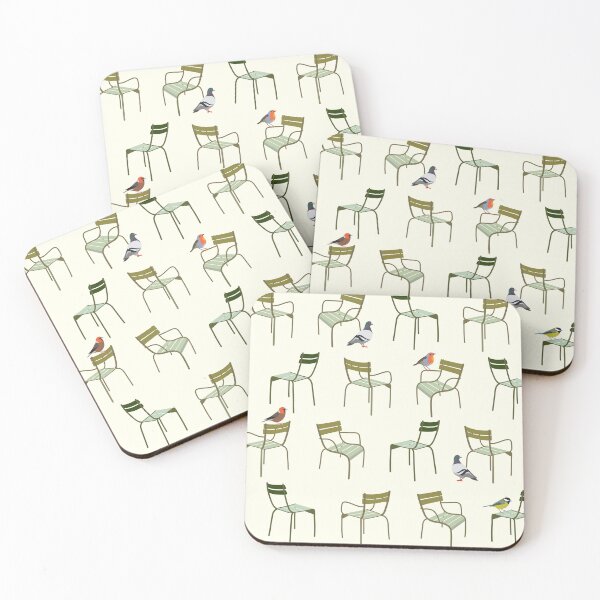 Item preview, Paris park iconic green chairs with native birds designed and sold by Jennifer Ladd.
