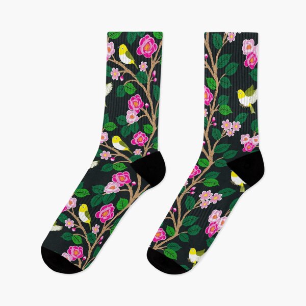 Item preview, Japanese sakura flower branches with yellow birds designed and sold by Jennifer Ladd.