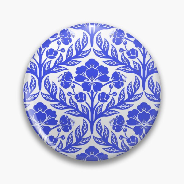 Item preview, Bold and bright floral damask in blue and white designed and sold by Jennifer Ladd.