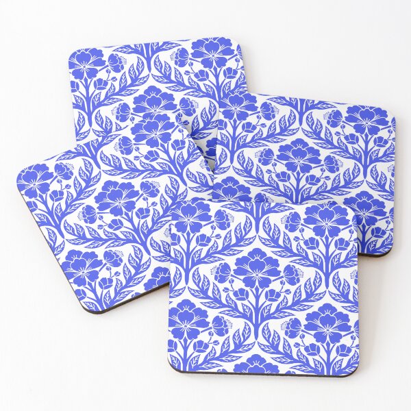 Item preview, Bold and bright floral damask in blue and white designed and sold by Jennifer Ladd.
