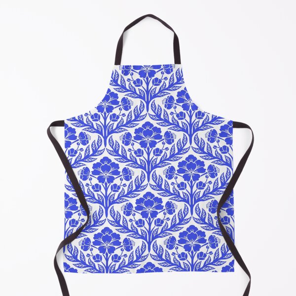 Item preview, Bold and bright floral damask in blue and white designed and sold by Jennifer Ladd.