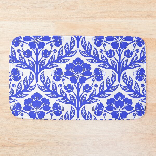 Item preview, Bold and bright floral damask in blue and white designed and sold by Jennifer Ladd.
