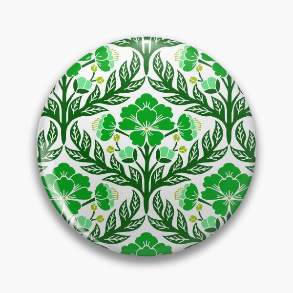 Item preview, Bold and bright floral damask in green and white designed and sold by Jennifer Ladd.