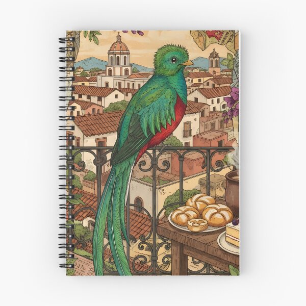 Item preview, Vintage Guatemalan postcard: quetzal, coffee, colonial flowers designed and sold by CoffeeinBloom.