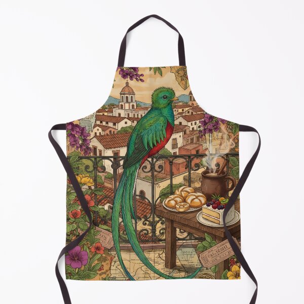 Item preview, Vintage Guatemalan postcard: quetzal, coffee, colonial flowers designed and sold by CoffeeinBloom.