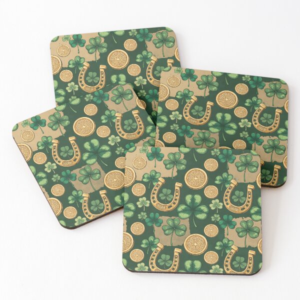 Item preview, St Patrick Clover Gold Coin Pattern designed and sold by SassyArtistry.