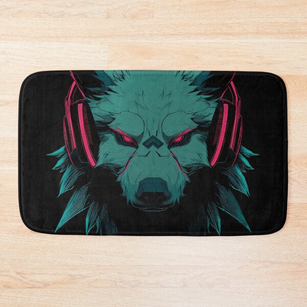 Item preview, Neon Wolf Headset – Teal & Pink Gaming Beast designed and sold by Beachy Beasts.