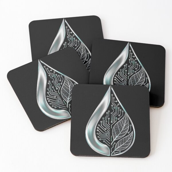 Item preview, Future Nature – Cyberpunk leaf in liquid chrome droplet designed and sold by Fuechse.