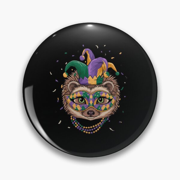 Item preview, Mardi Gras Hedgehog Jester Mask Beads designed and sold by CORJIDOG-ART.