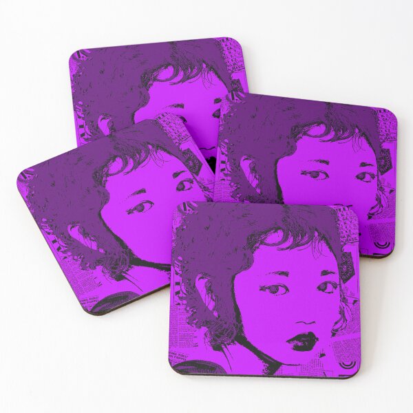 Item preview, Purple Pop Art Girl – Neon Newspaper Collage Portrait designed and sold by GrungeStudios.