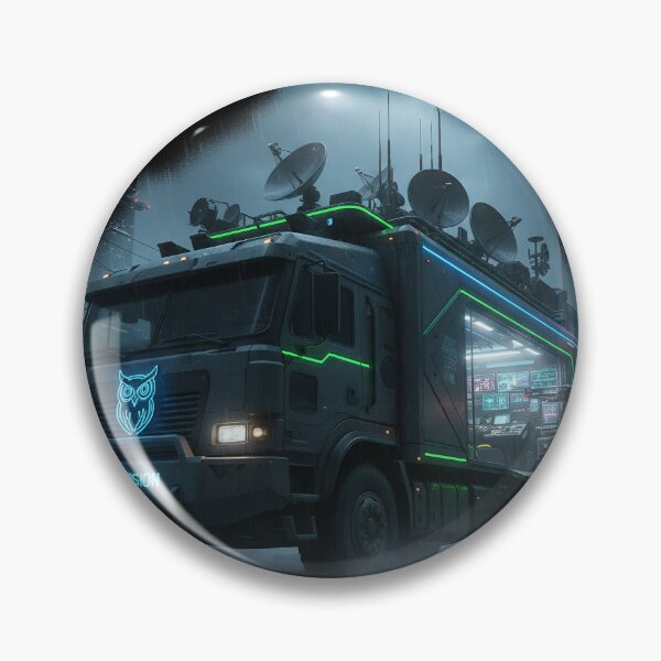 Item preview, Cyberpunk Surveillance Truck - Night Vision Stealth Rig - Sci-Fi Intelligence Unit designed and sold by BounoWorld.