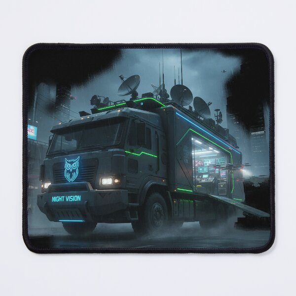 Item preview, Cyberpunk Surveillance Truck - Night Vision Stealth Rig - Sci-Fi Intelligence Unit designed and sold by BounoWorld.