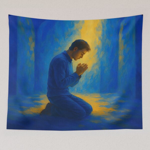 Item preview, Kneeling in Prayer - Man Praying Painting designed and sold by Pastor Reeves Studio.