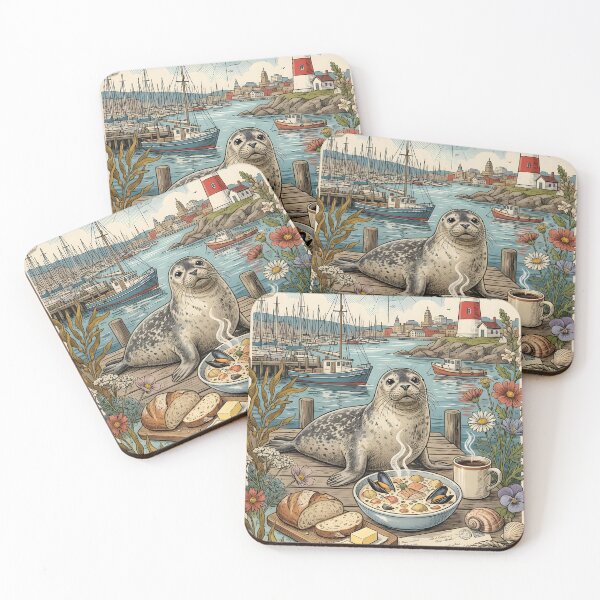 Item preview, Vintage Halifax Harbor Seal Postcard designed and sold by CoffeeinBloom.