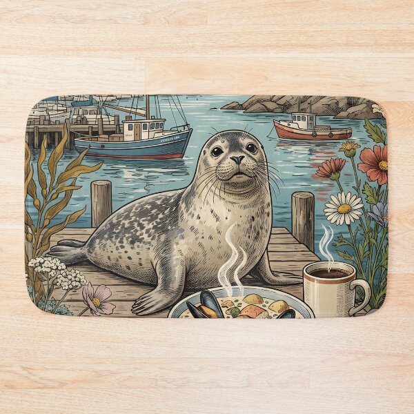 Item preview, Vintage Halifax Harbor Seal Postcard designed and sold by CoffeeinBloom.